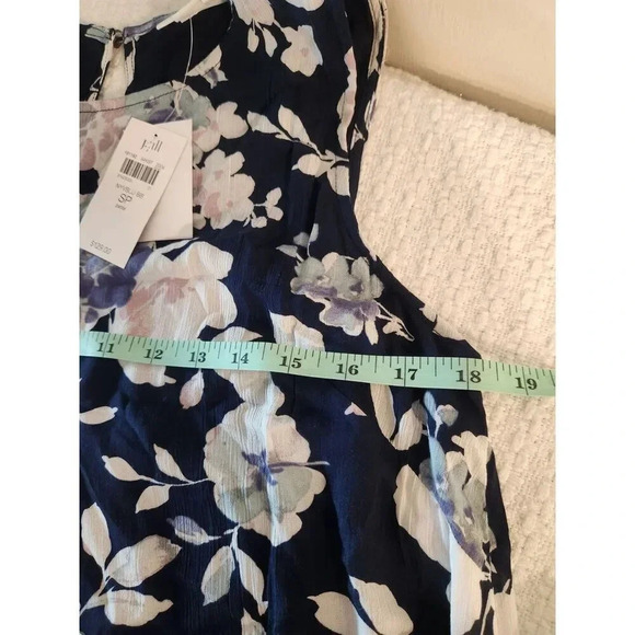 NWT J. Jill Size SP Navy Blue Floral Sleeveless Hi-Low Ruffle Hem Maxi Dress - Picture 7 of 10